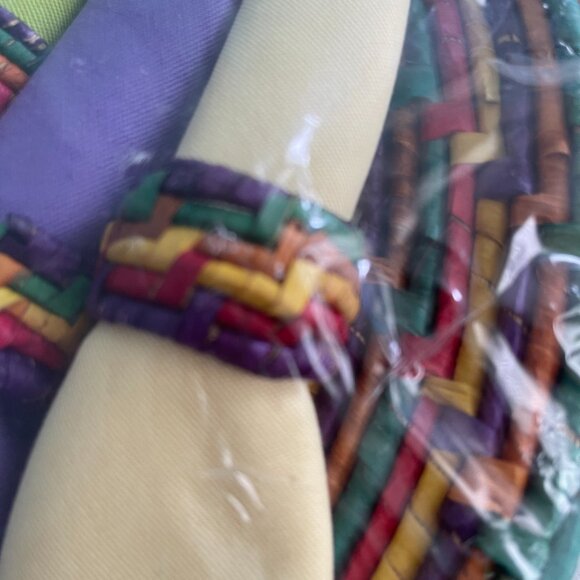 Cloth Napkin Set 6, Woven Chargers, Cloth Napkins, Napkin Rings Brand New NWT - Picture 2 of 6